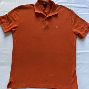 Lauren Ralph Lauren LRL Polo Shirt Mens L Orange Solid Short Sleeve Crest Golf